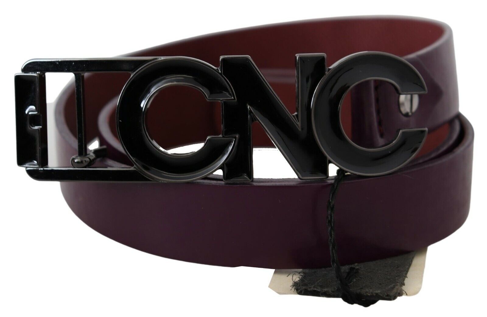 Costume National Brown Leather Large Logo Letter Buckle Belt | Regal Royce
