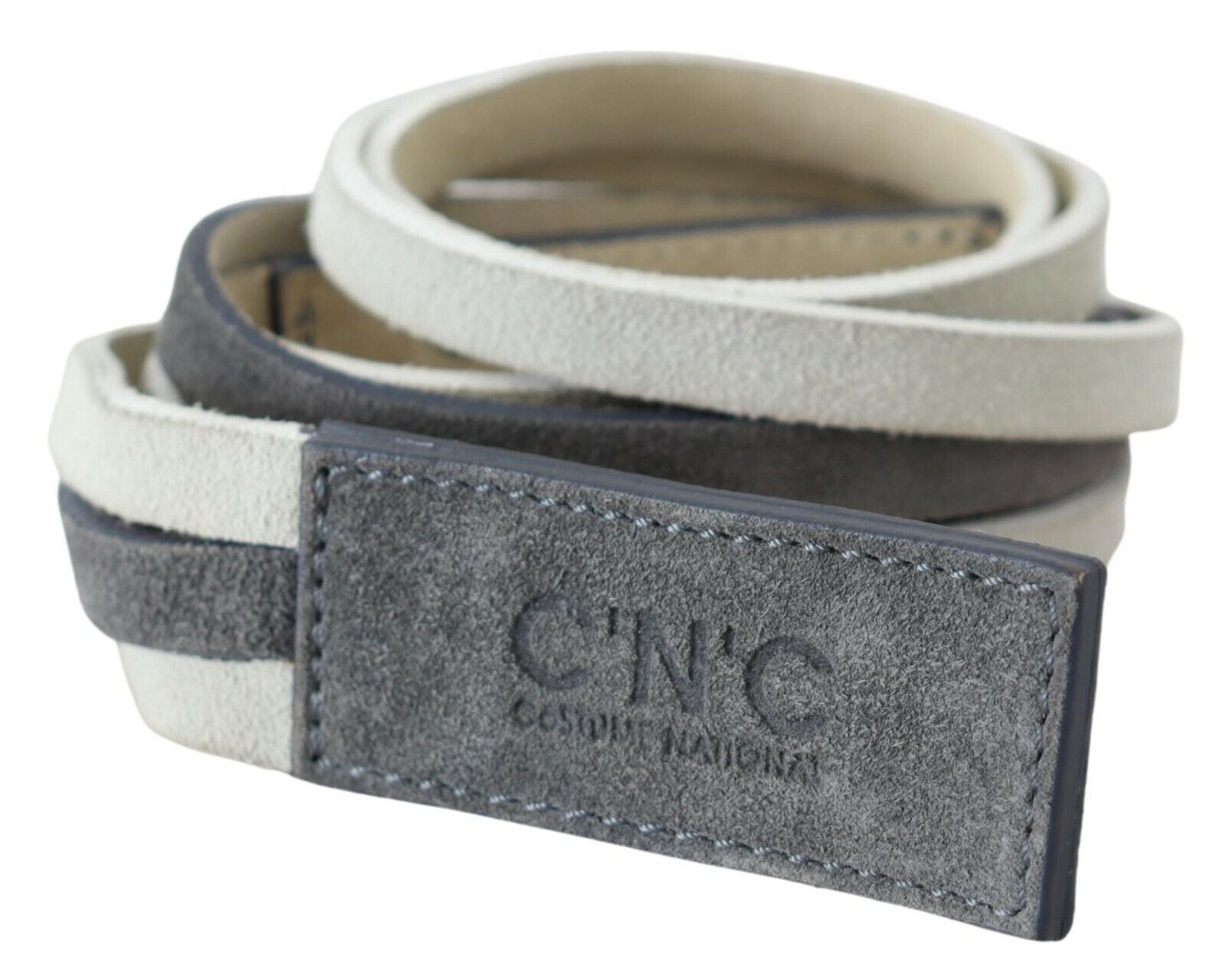Costume National White Velvet Square Logo Design Waist Belt | Regal Royce