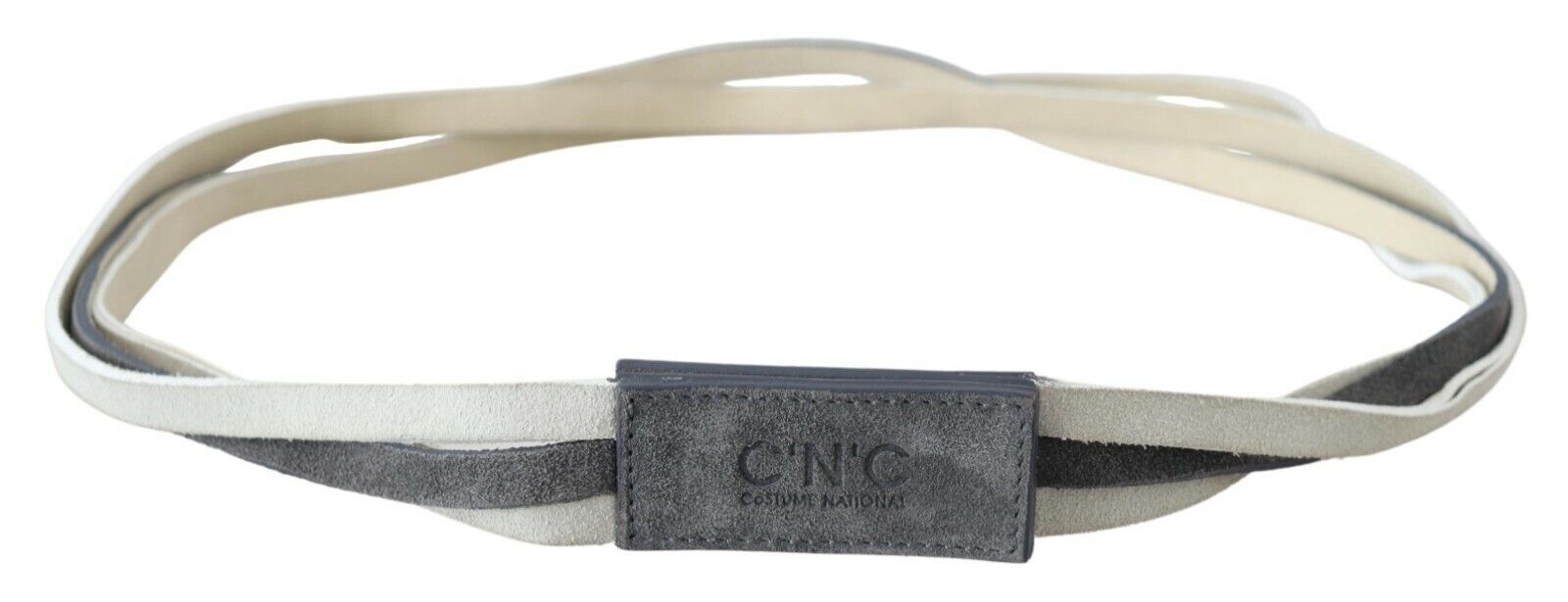 Costume National White Velvet Square Logo Design Waist Belt | Regal Royce