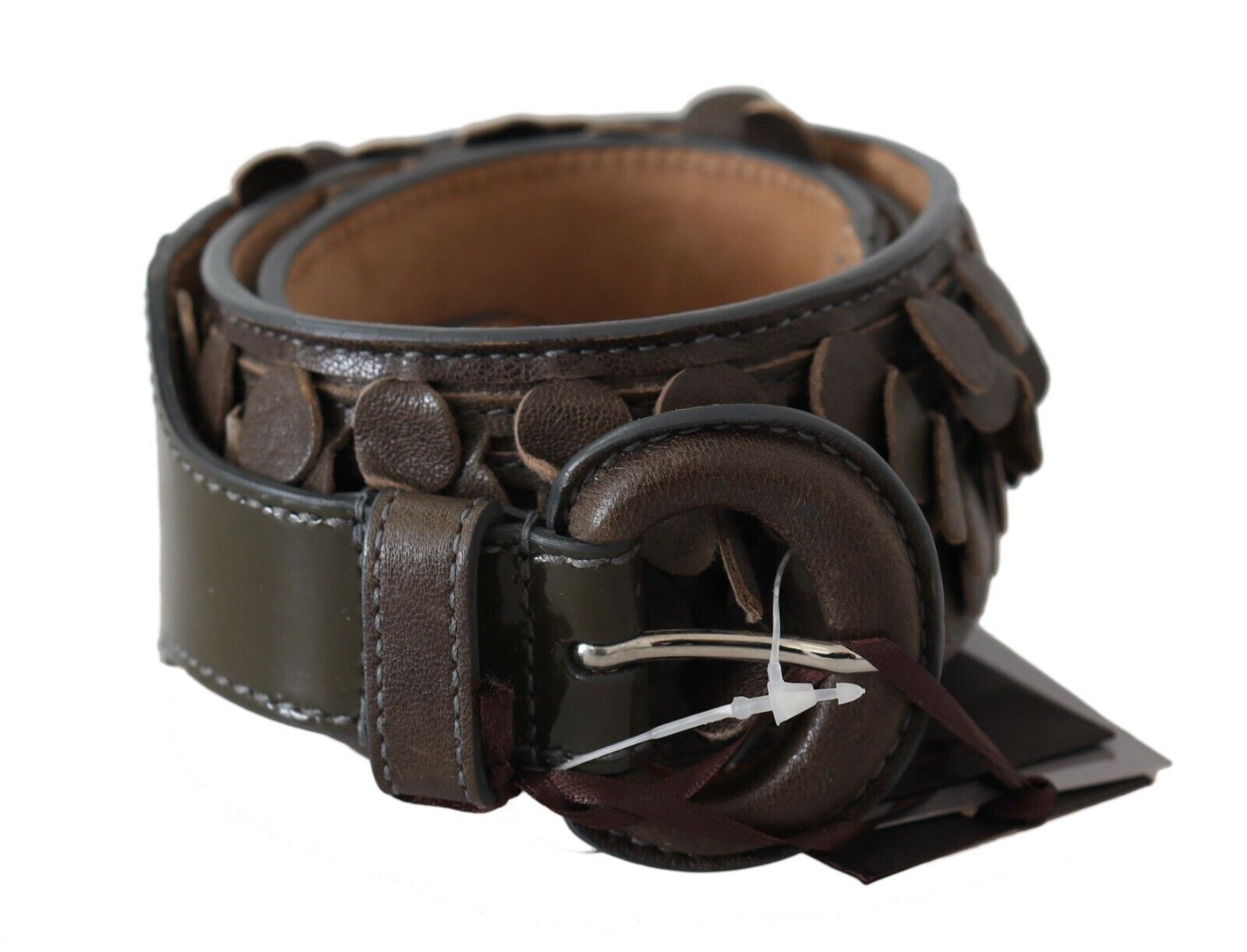Ermanno Scervino Dark Brown Leather Round Buckle Waist Belt | Regal Royce
