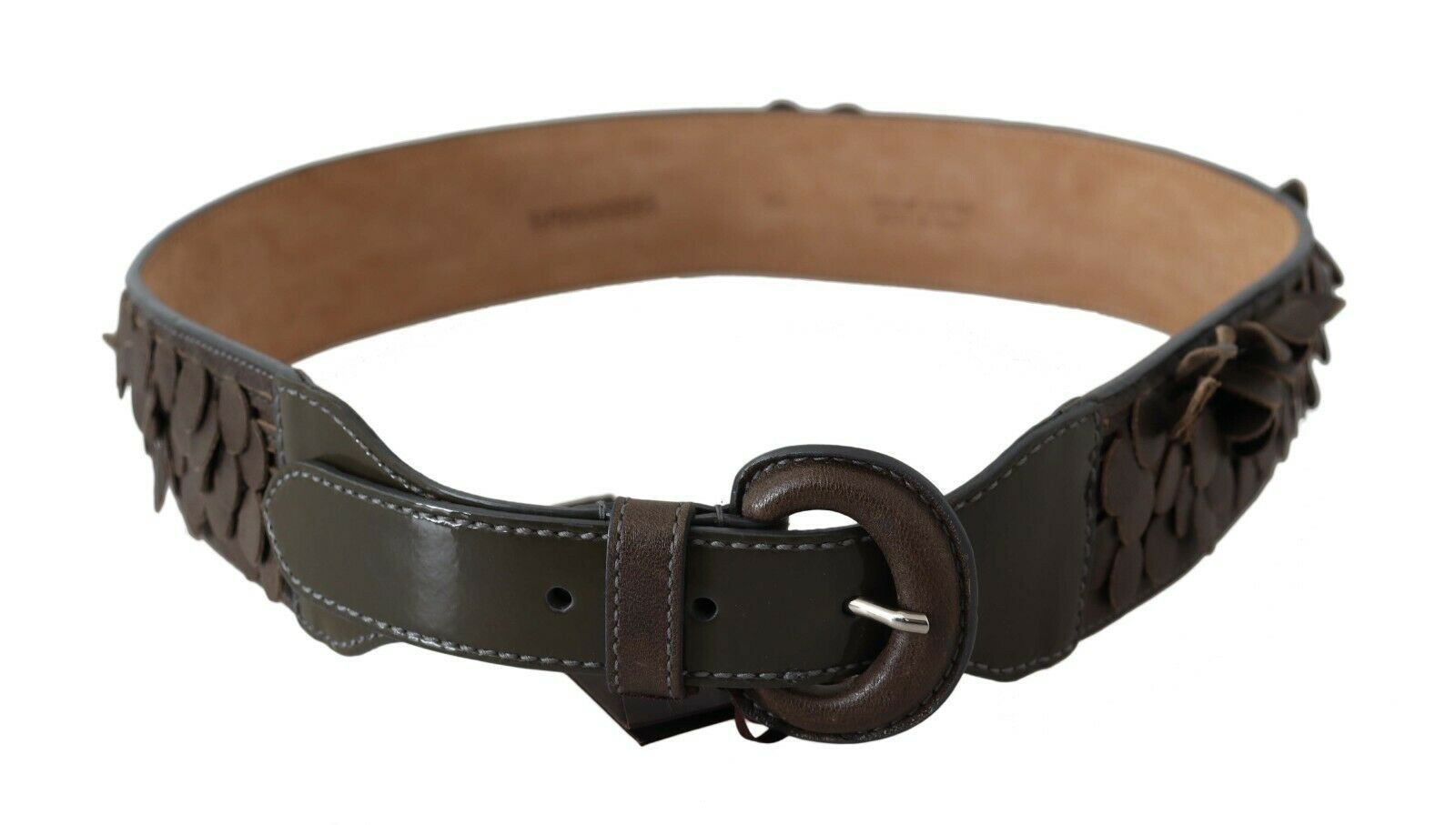 Ermanno Scervino Dark Brown Leather Round Buckle Waist Belt | Regal Royce