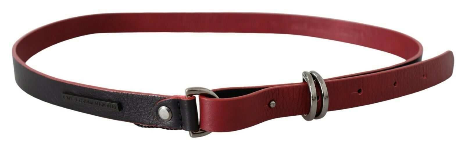 Costume National Black Red Skinny Leather Logo Belt | Regal Royce