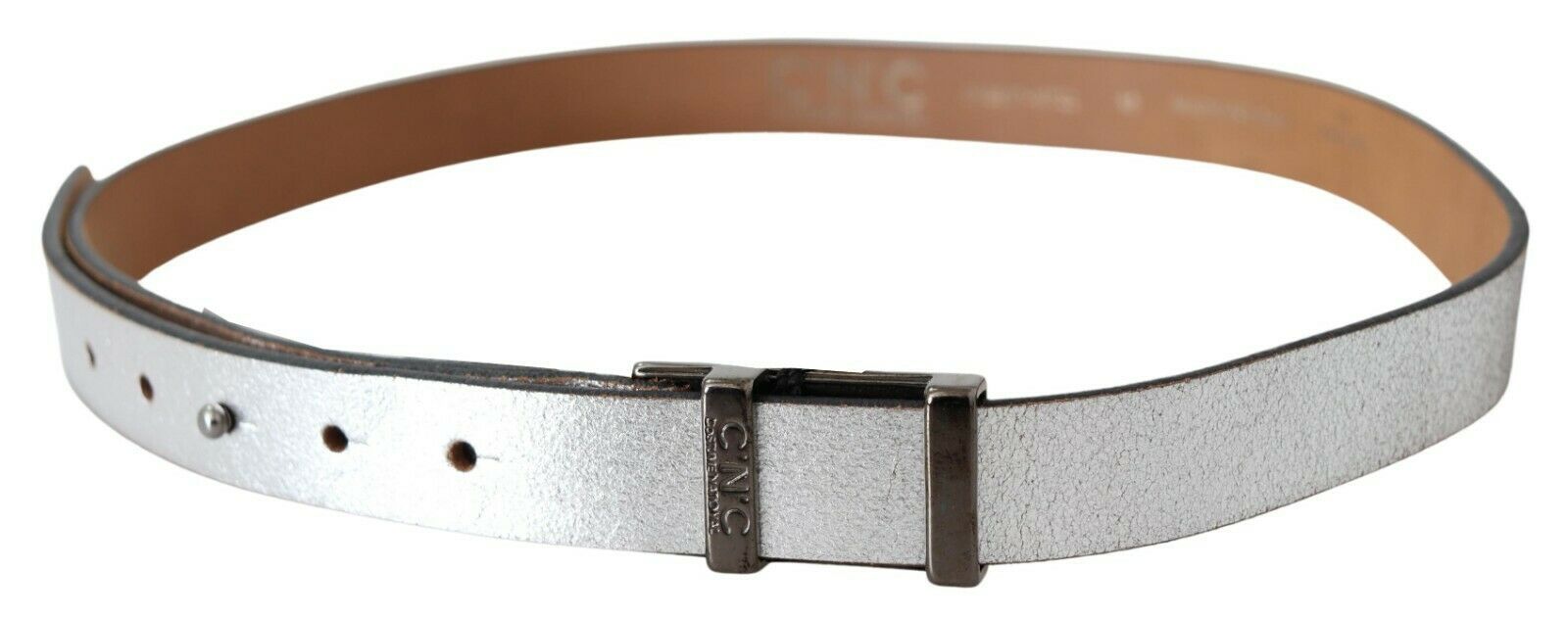 Costume National Brown Metallic Silver Leather Belt | Regal Royce