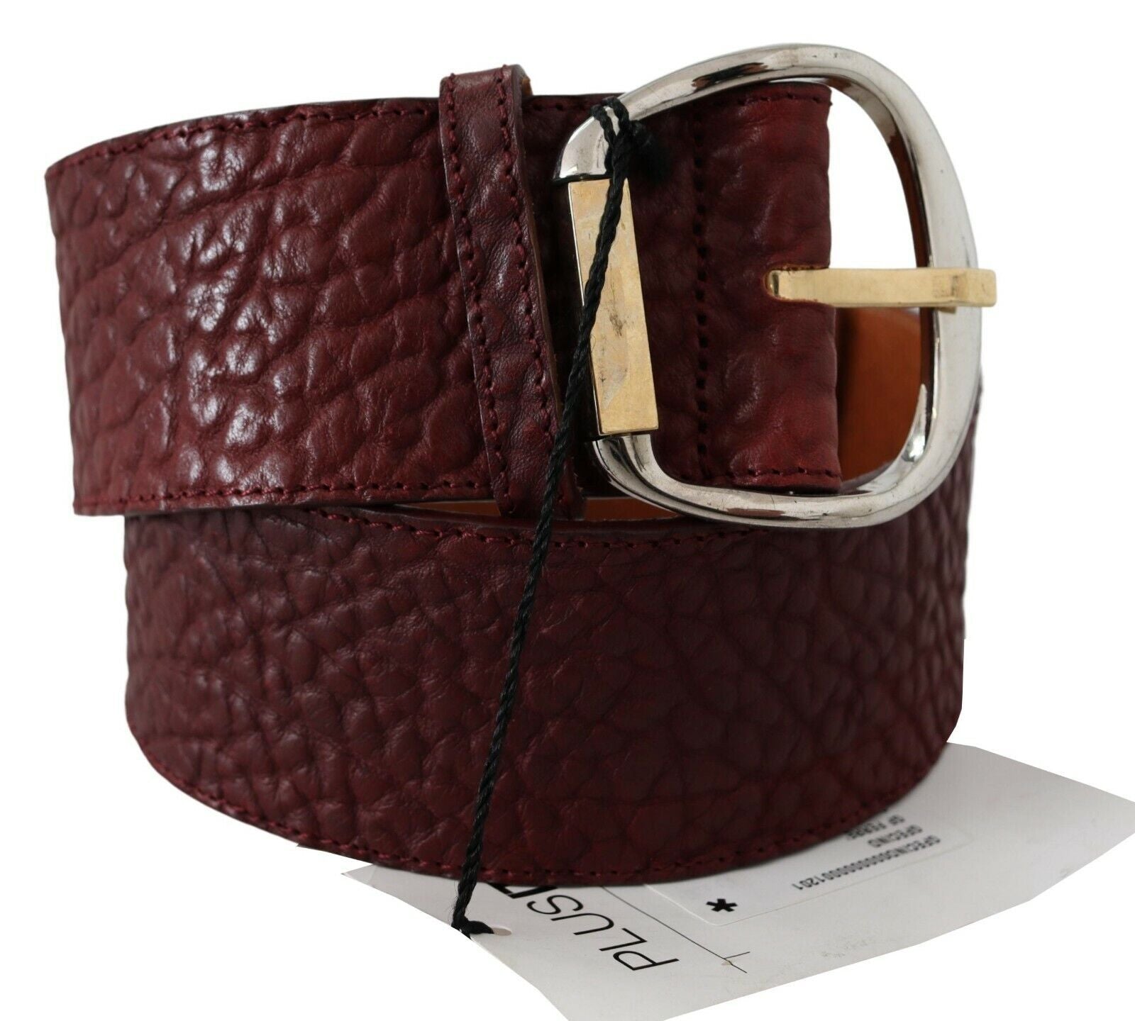 GF Ferre Bordeaux Wide Leather Waist Gold Silver Belt | Regal Royce