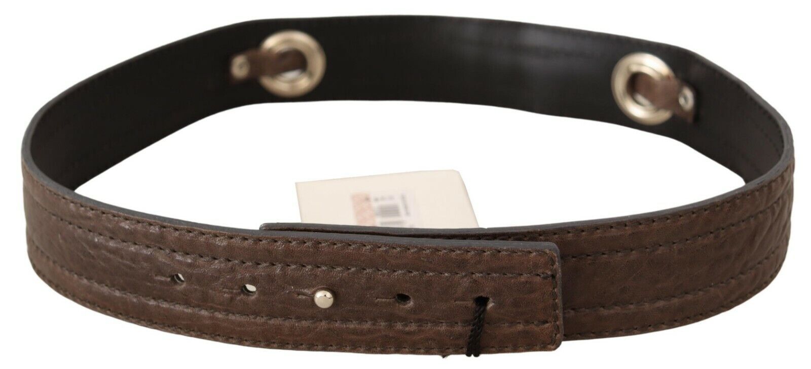 Costume National Brown Leather Silver Fastening Belt | Regal Royce