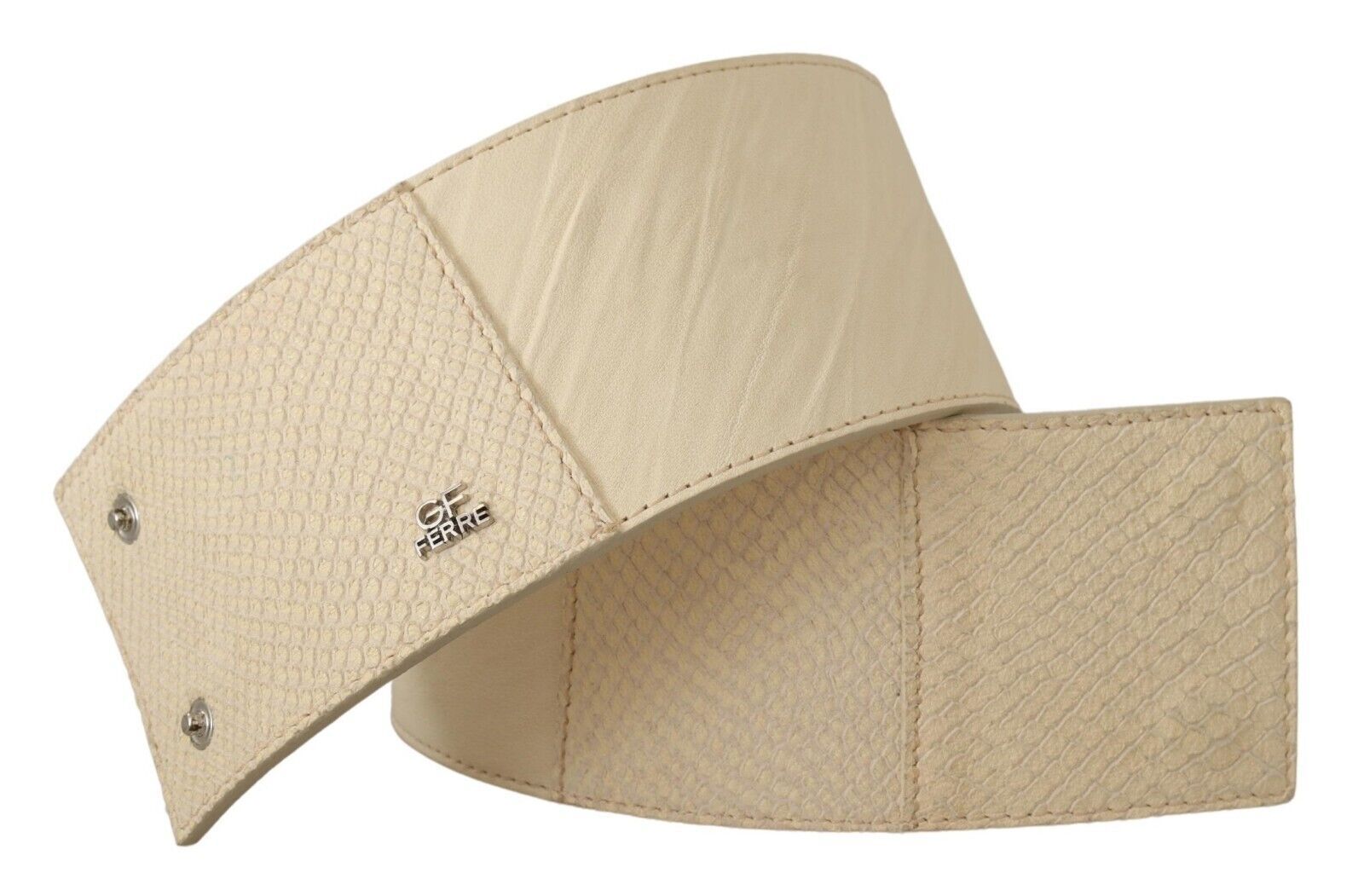 GF Ferre White Waxed Cotton Wide Fashion Belt | Regal Royce