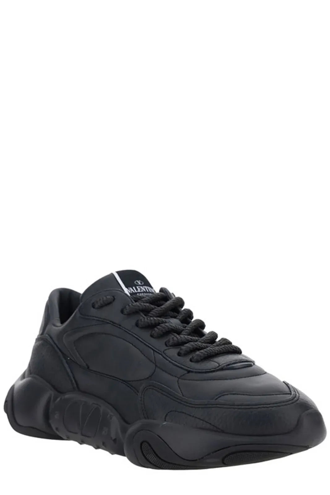 Valentino Black Calf Leather Garavani Sneakers | Regal Royce
