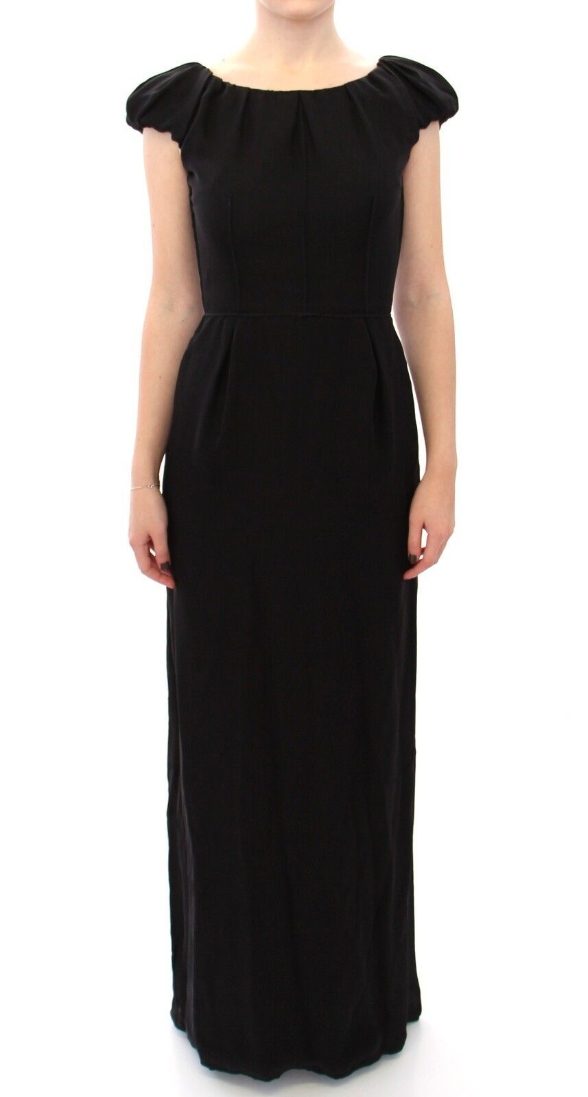 Dolce & Gabbana Black Silk Shortsleeve Gown Maxi IT Dress | Regal Royce