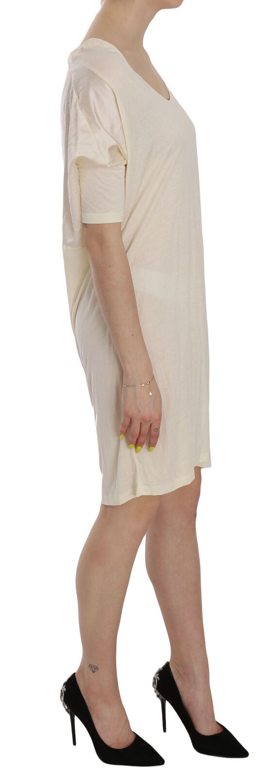 Costume National Cream Round Neck Knee Length Dress | Regal Royce