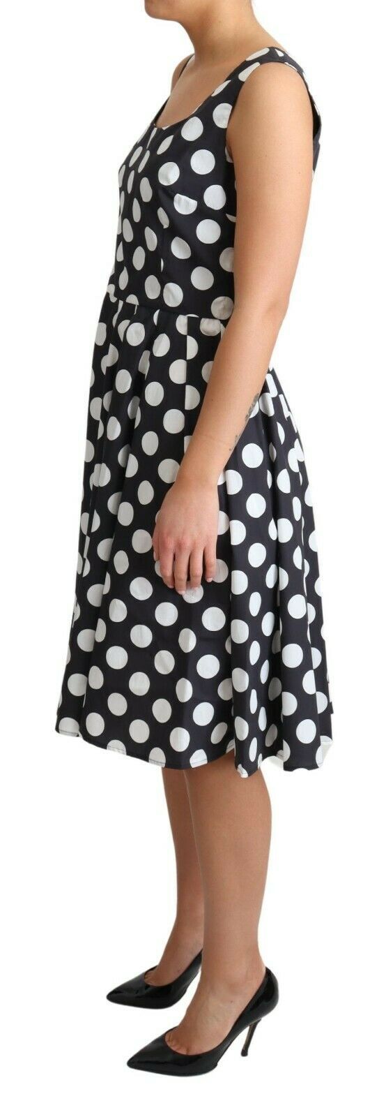 Dolce & Gabbana Black Polka Dotted Cotton A-Line Dress | Regal Royce