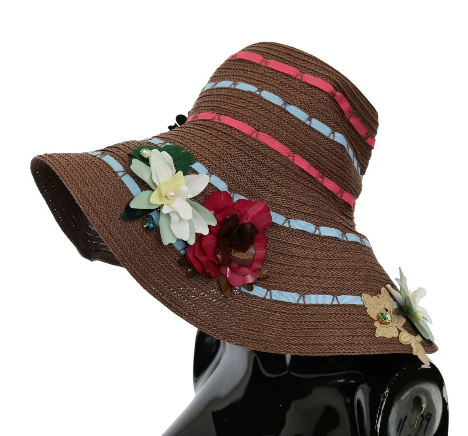 Dolce & Gabbana Brown Knitted Straw Floral Hat | Regal Royce