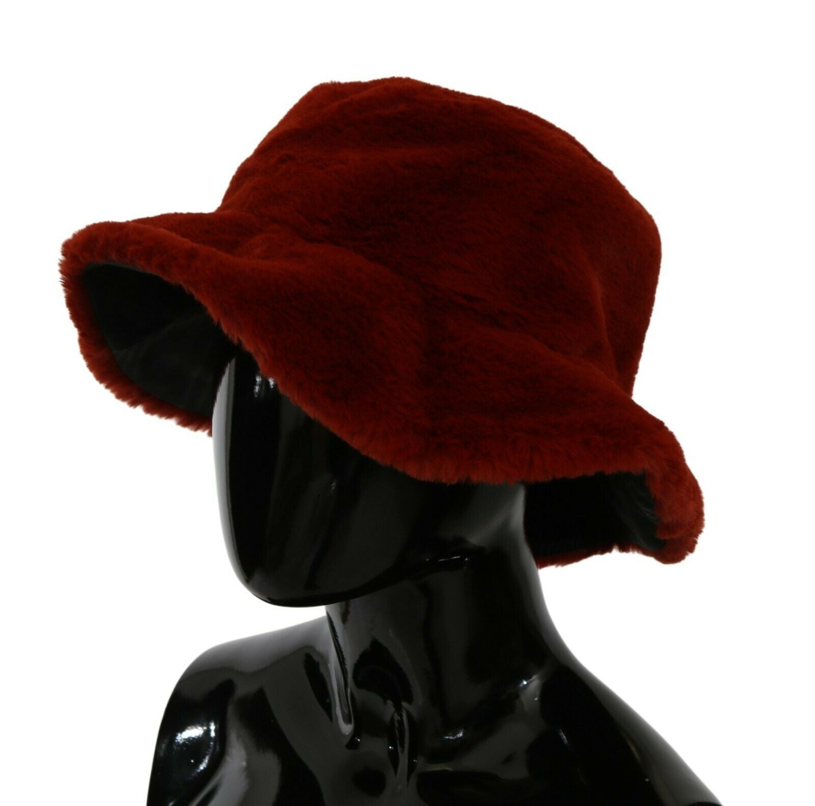 Dolce & Gabbana Red Bordeaux Fur Wide Brim Bucket  Hat | Regal Royce