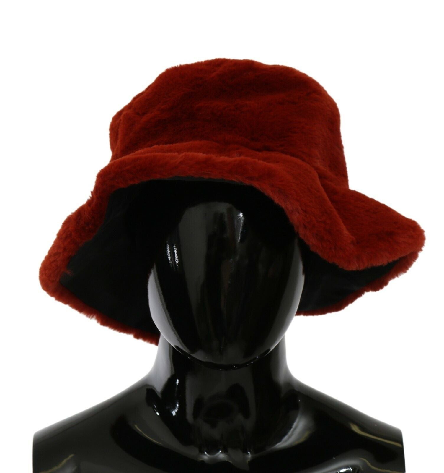Dolce & Gabbana Red Bordeaux Fur Wide Brim Bucket  Hat | Regal Royce
