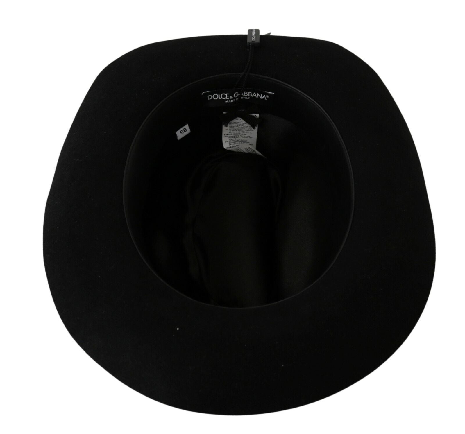 Dolce & Gabbana Black Lapin Amor Gignit Wide Brim Panama Hat | Regal Royce