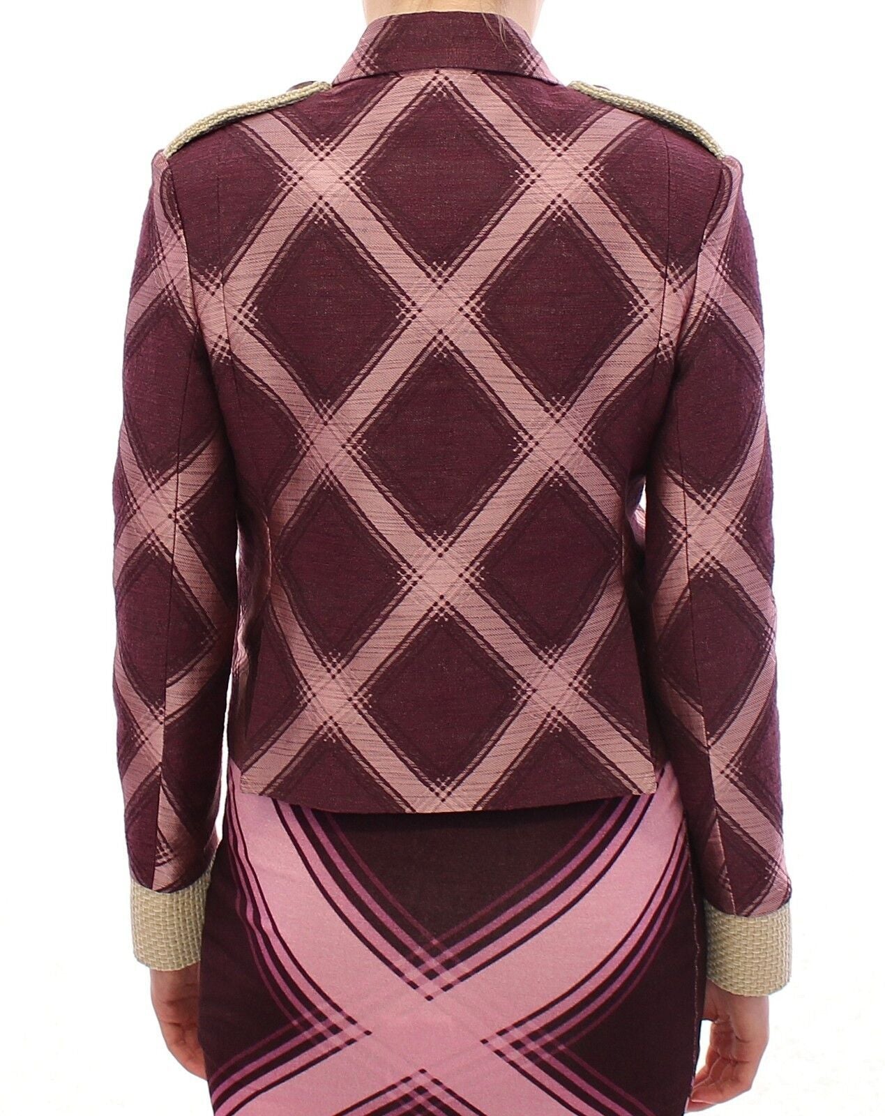 House of Holland Check Trench Coat Blazer Purple Jacket | Regal Royce