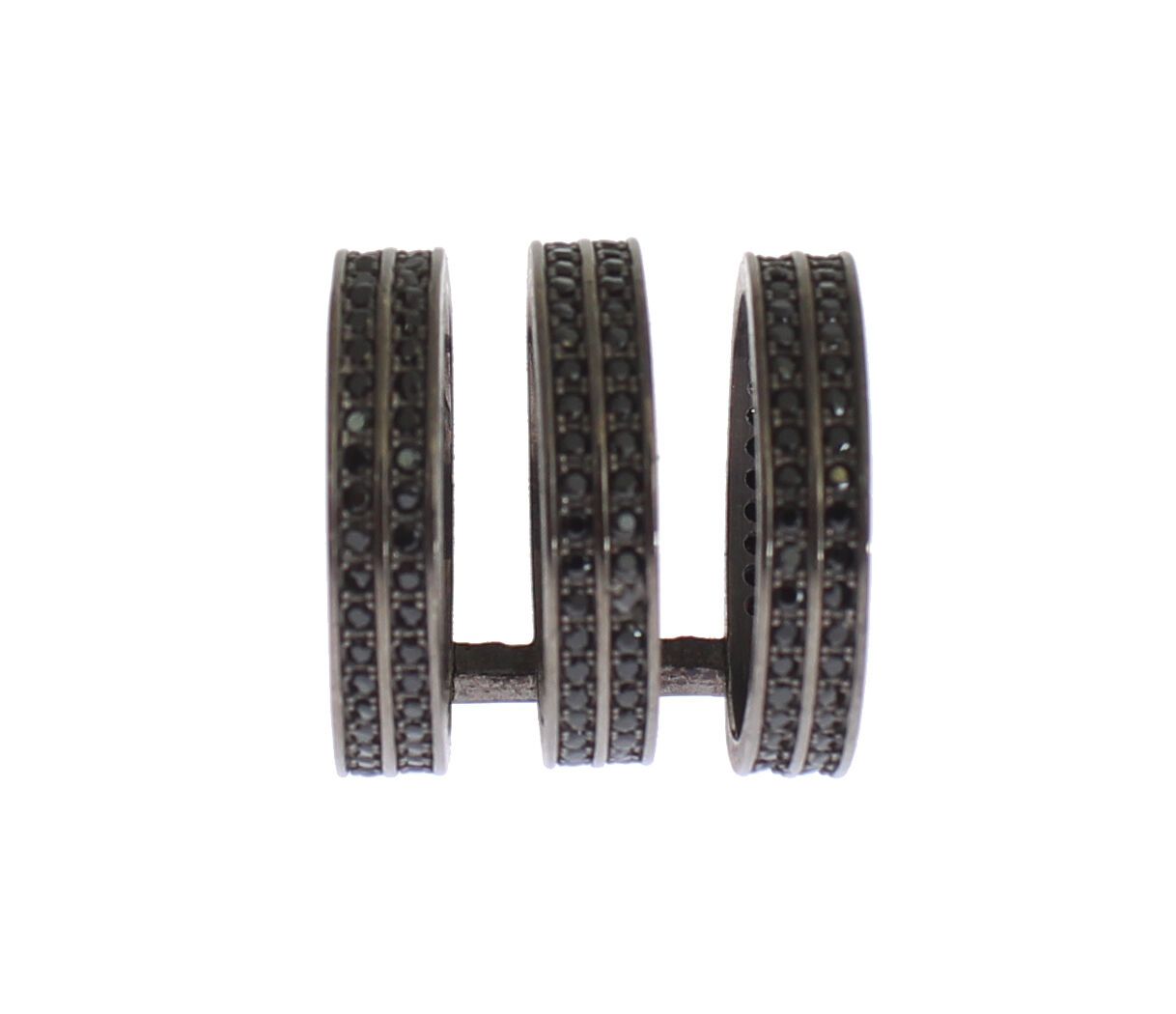 Nialaya Black CZ Rhodium 925 Silver Ring | Regal Royce