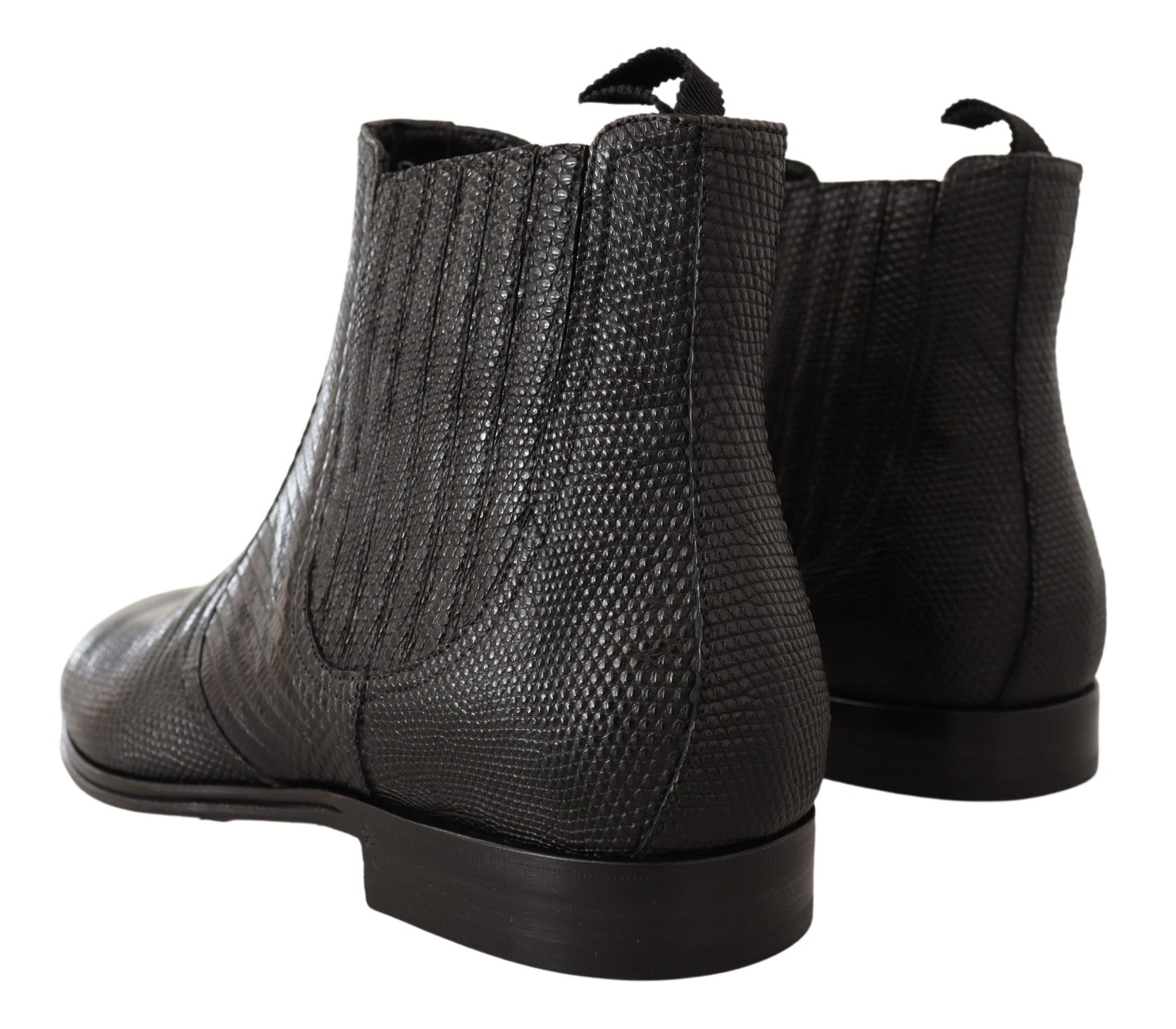 Dolce & Gabbana Black Leather Lizard Skin Ankle Boots | Regal Royce