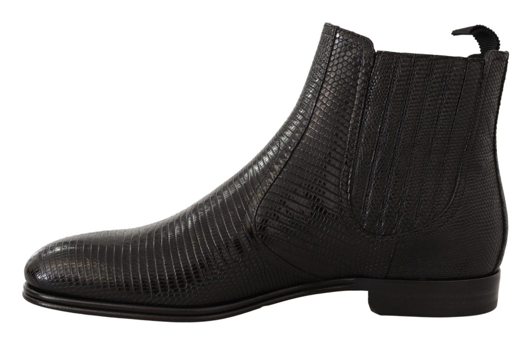 Dolce & Gabbana Black Leather Lizard Skin Ankle Boots | Regal Royce