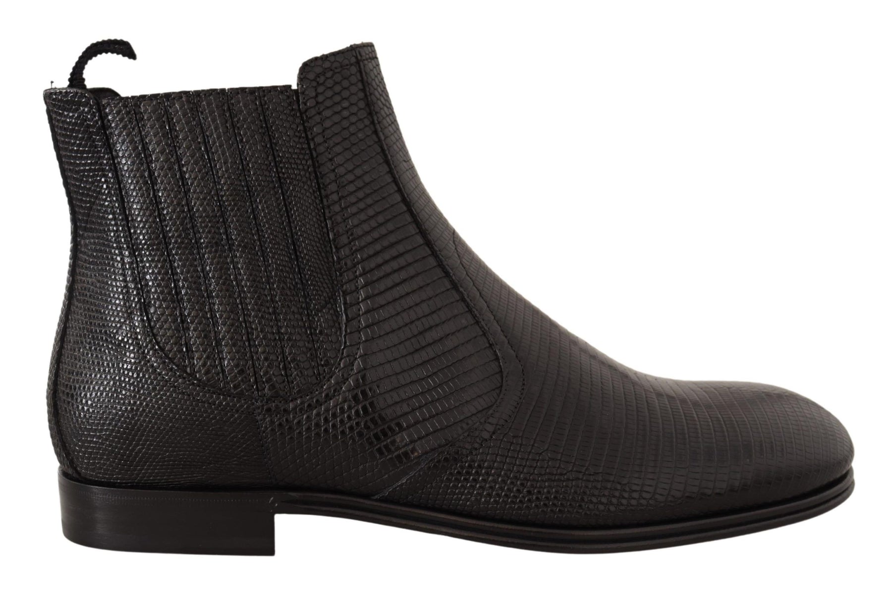 Dolce & Gabbana Black Leather Lizard Skin Ankle Boots | Regal Royce