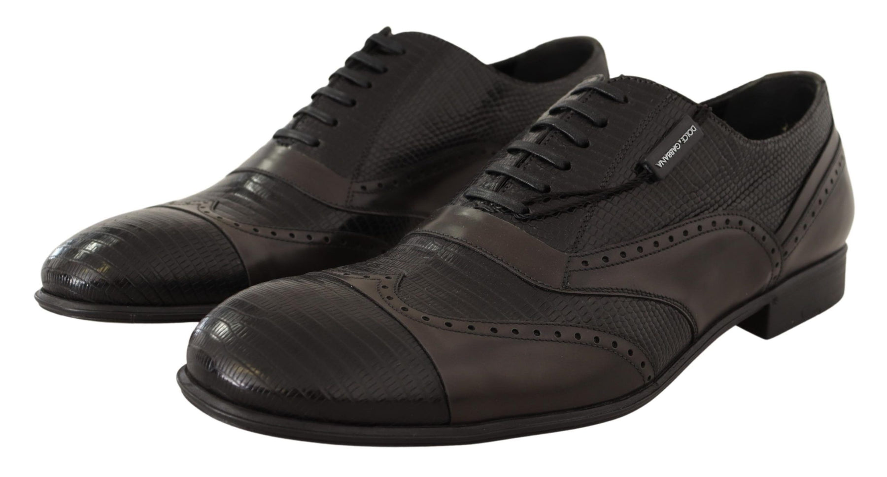 Dolce & Gabbana Brown Lizard Skin Leather Oxford Dress Shoes | Regal Royce