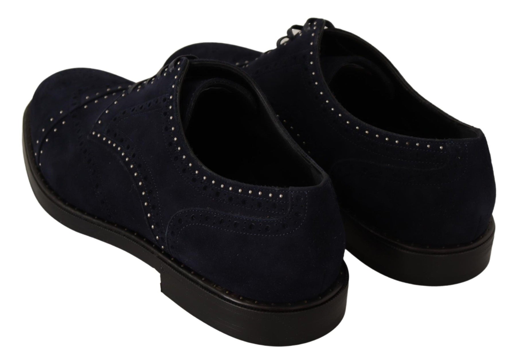 Dolce & Gabbana Blue Suede Leather Derby Studded Shoes | Regal Royce