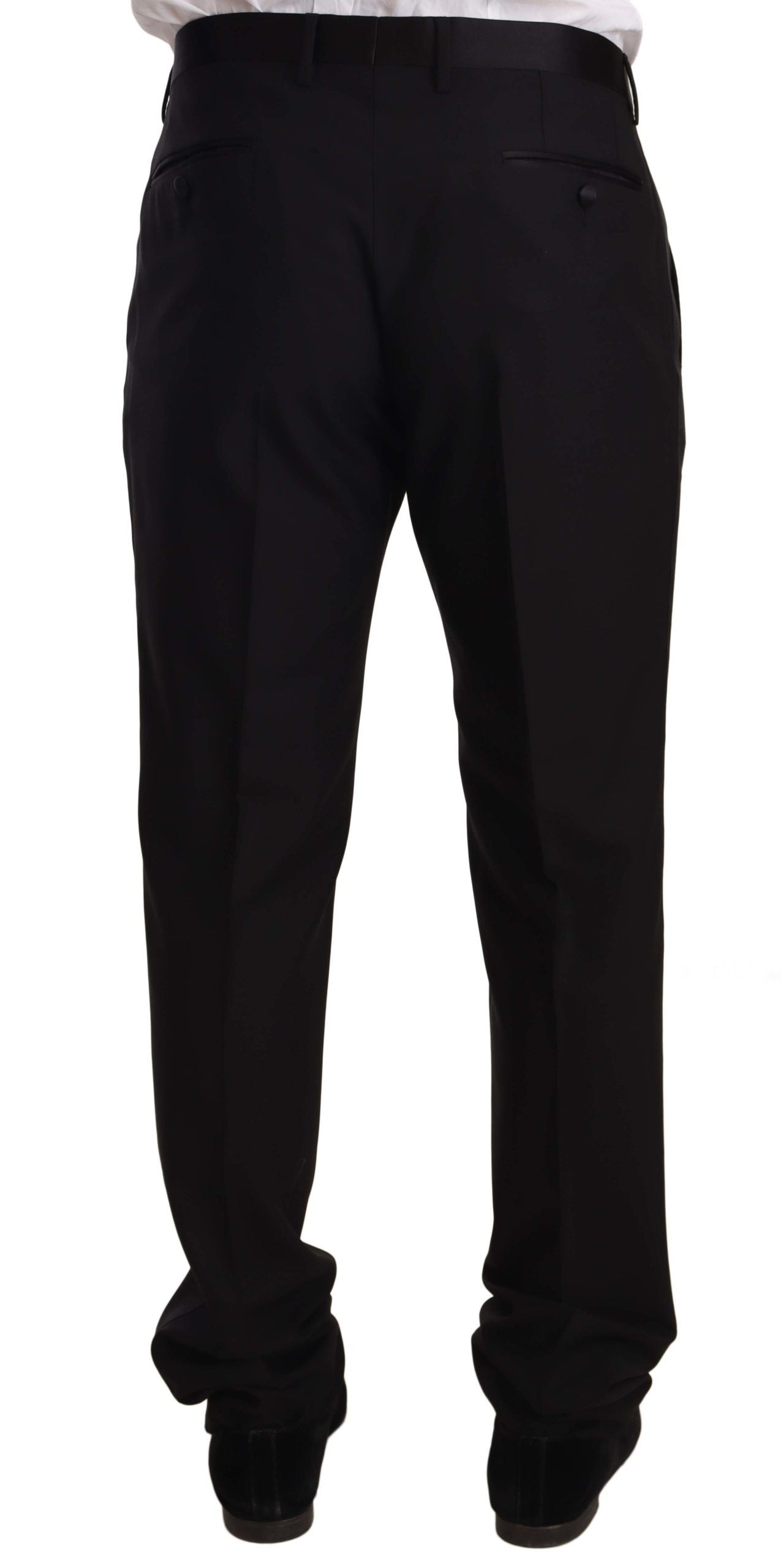 Dolce & Gabbana Black Wool Formal Tuxedo Trouser Pants | Regal Royce