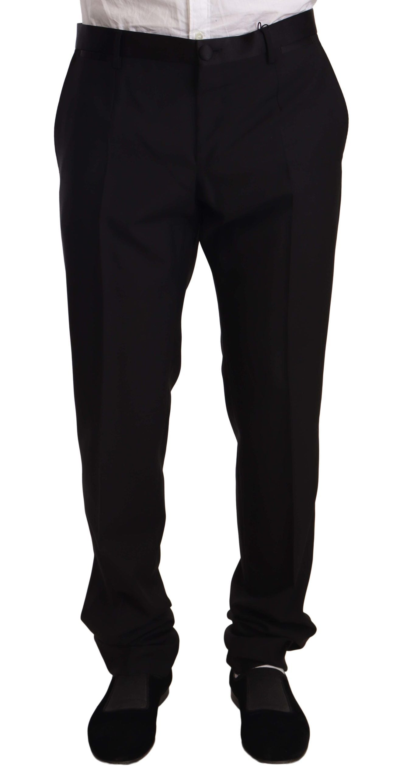Dolce & Gabbana Black Wool Formal Tuxedo Trouser Pants | Regal Royce