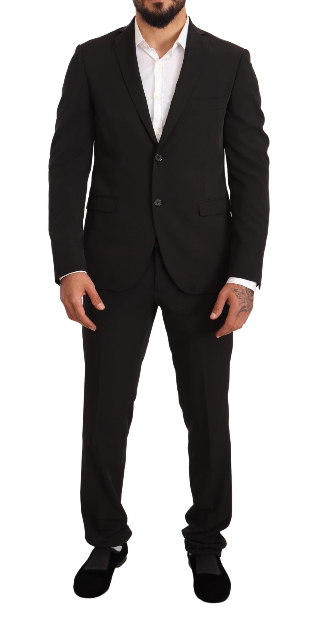 Domenico Tagliente Black Polyester Slim 2 Piece Set TAGLIENTE Suit | Regal Royce