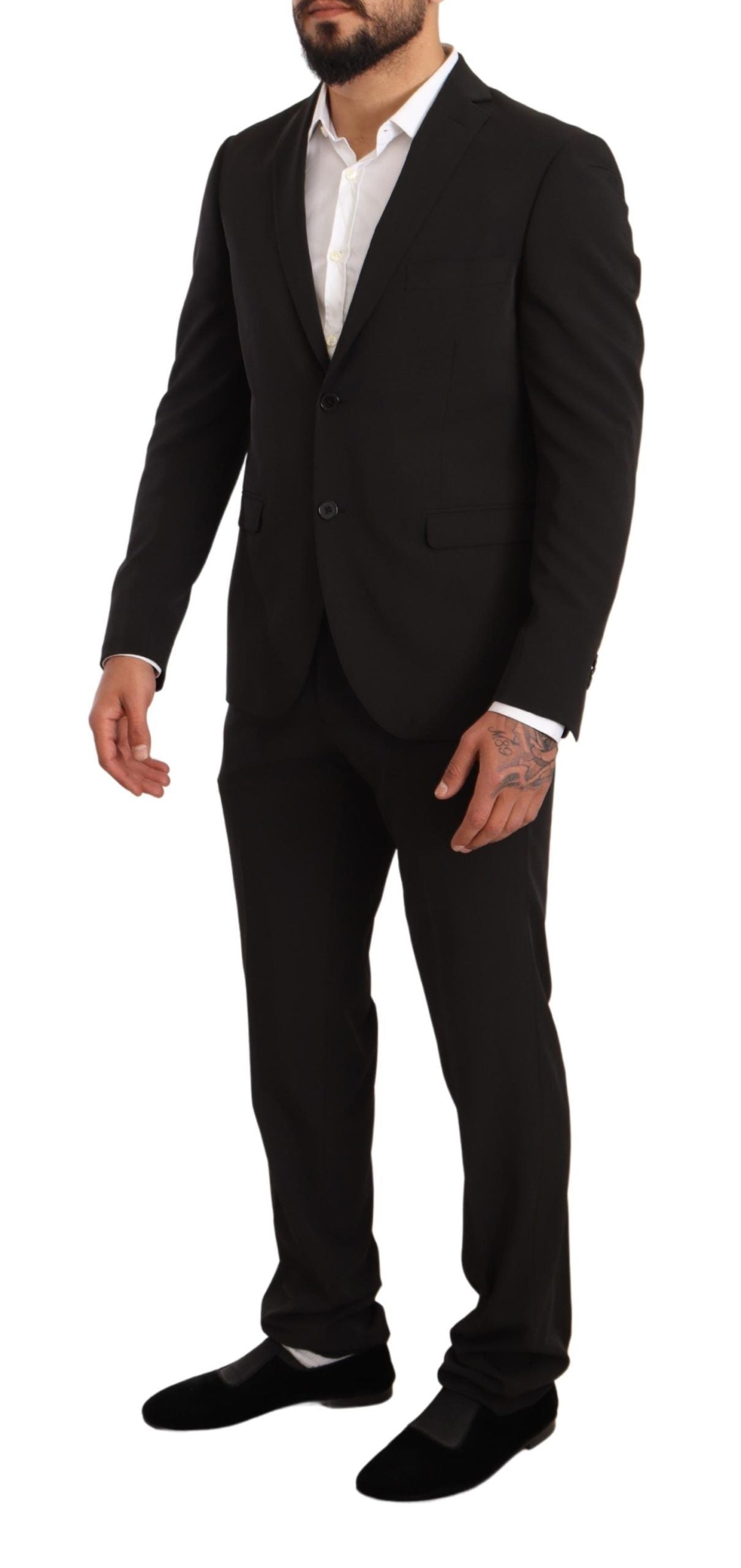 Domenico Tagliente Black Polyester Slim 2 Piece Set TAGLIENTE Suit | Regal Royce