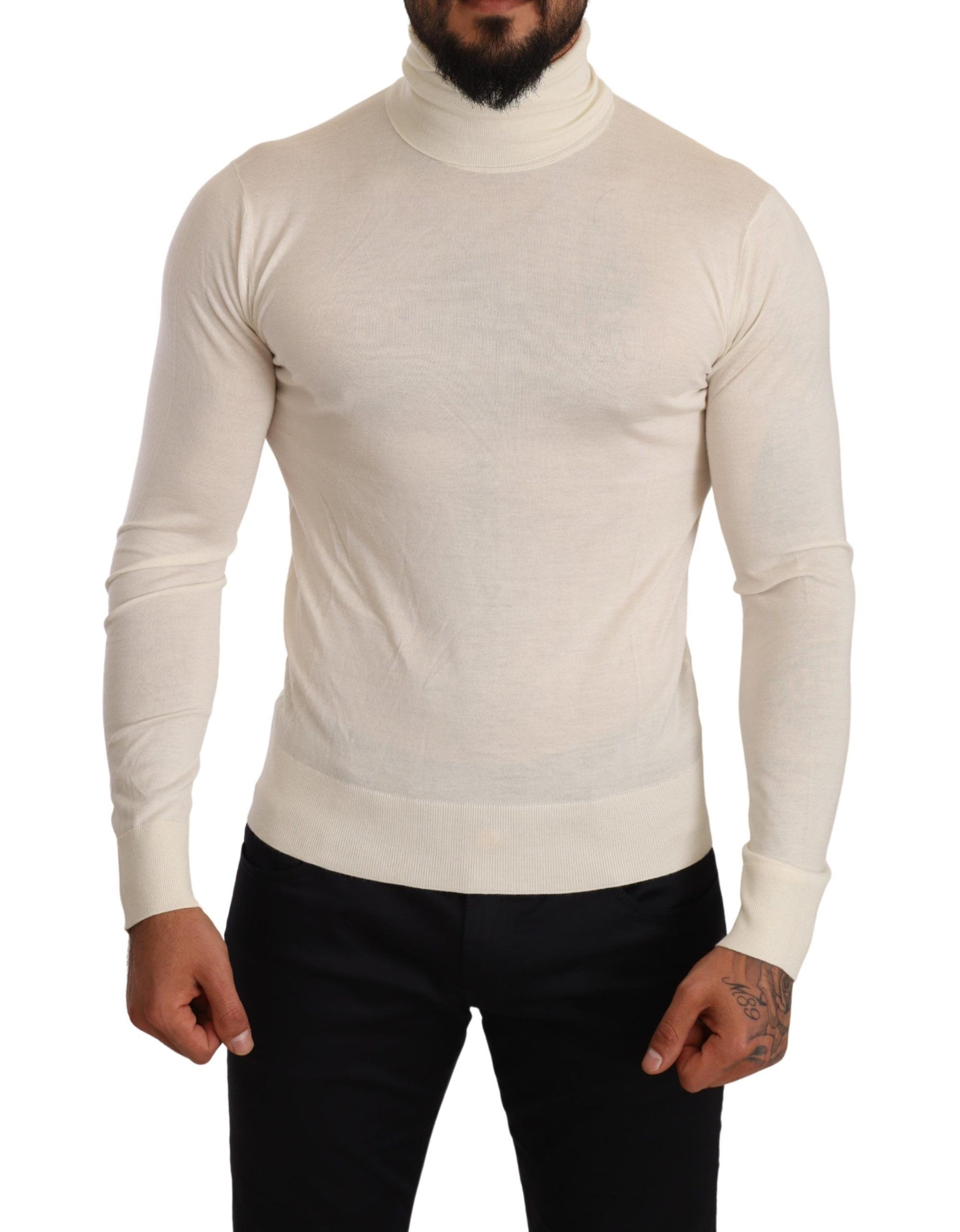 Dolce & Gabbana Cream Cashmere Turtleneck Pullover Sweater | Regal Royce