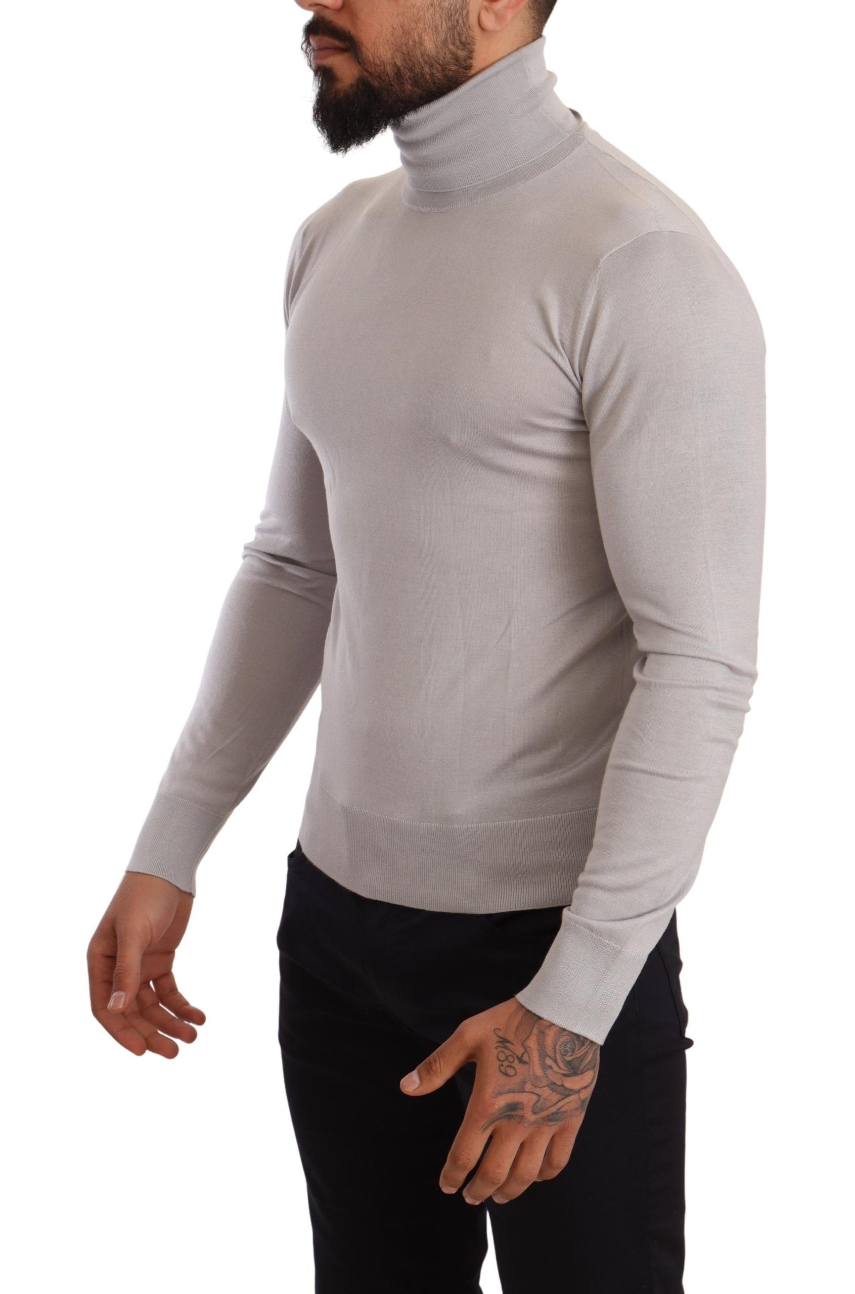 Dolce & Gabbana Gray Cashmere Turtleneck Pullover Sweater | Regal Royce