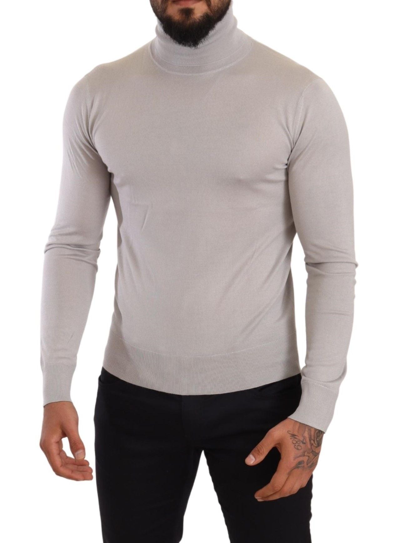Dolce & Gabbana Gray Cashmere Turtleneck Pullover Sweater | Regal Royce