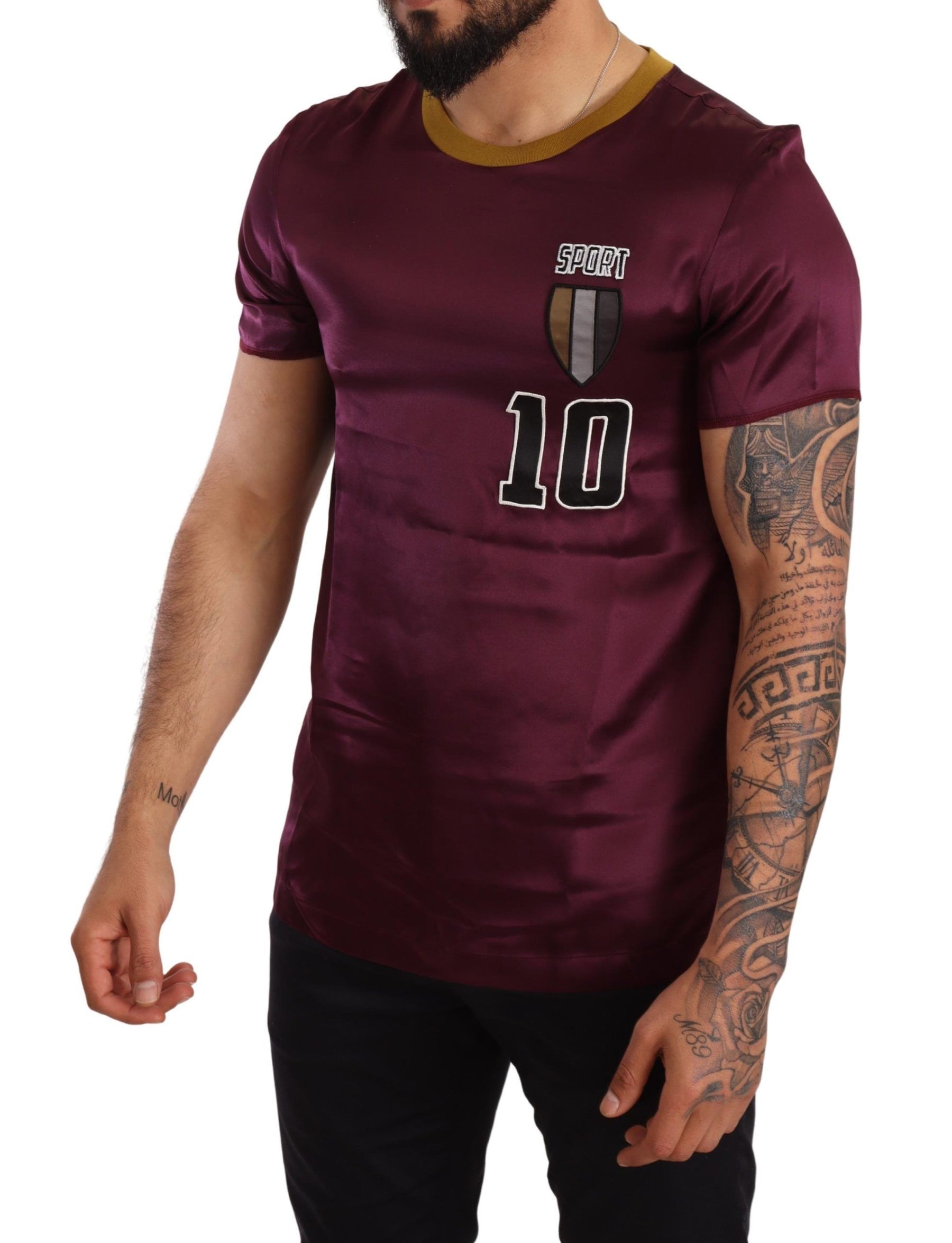 Dolce & Gabbana Purple Sport 10 Embroidery Crewneck T-shirt | Regal Royce