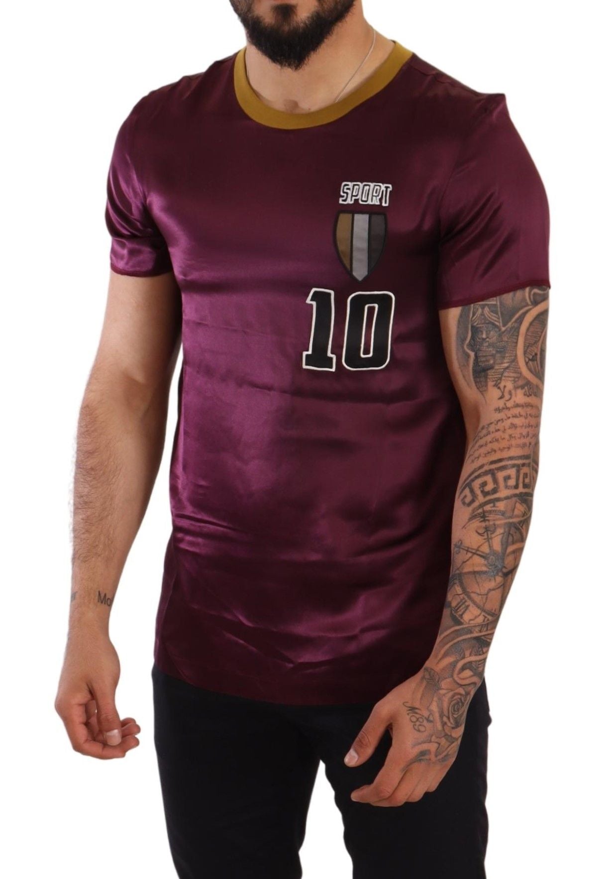 Dolce & Gabbana Purple Sport 10 Embroidery Crewneck T-shirt | Regal Royce