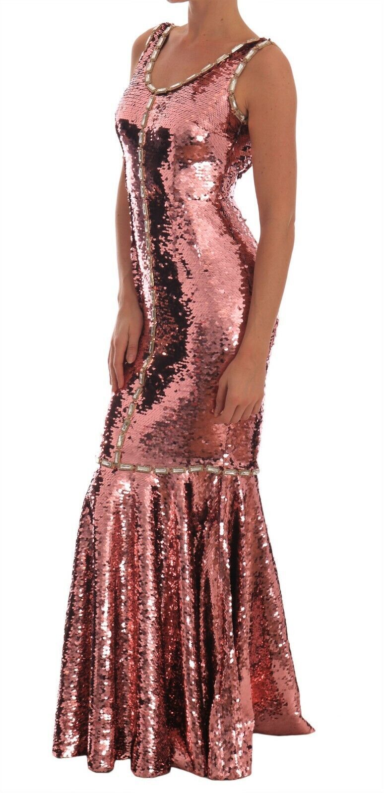Dolce & Gabbana Pink Sequined Sheath Crystal Dress Gown | Regal Royce