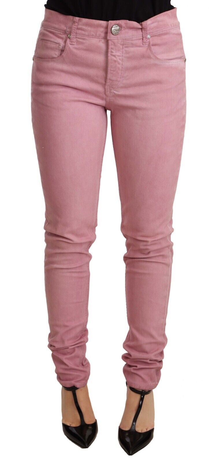 Acht Pink Cotton Slim Fit Women Denim Skinny Pants | Regal Royce