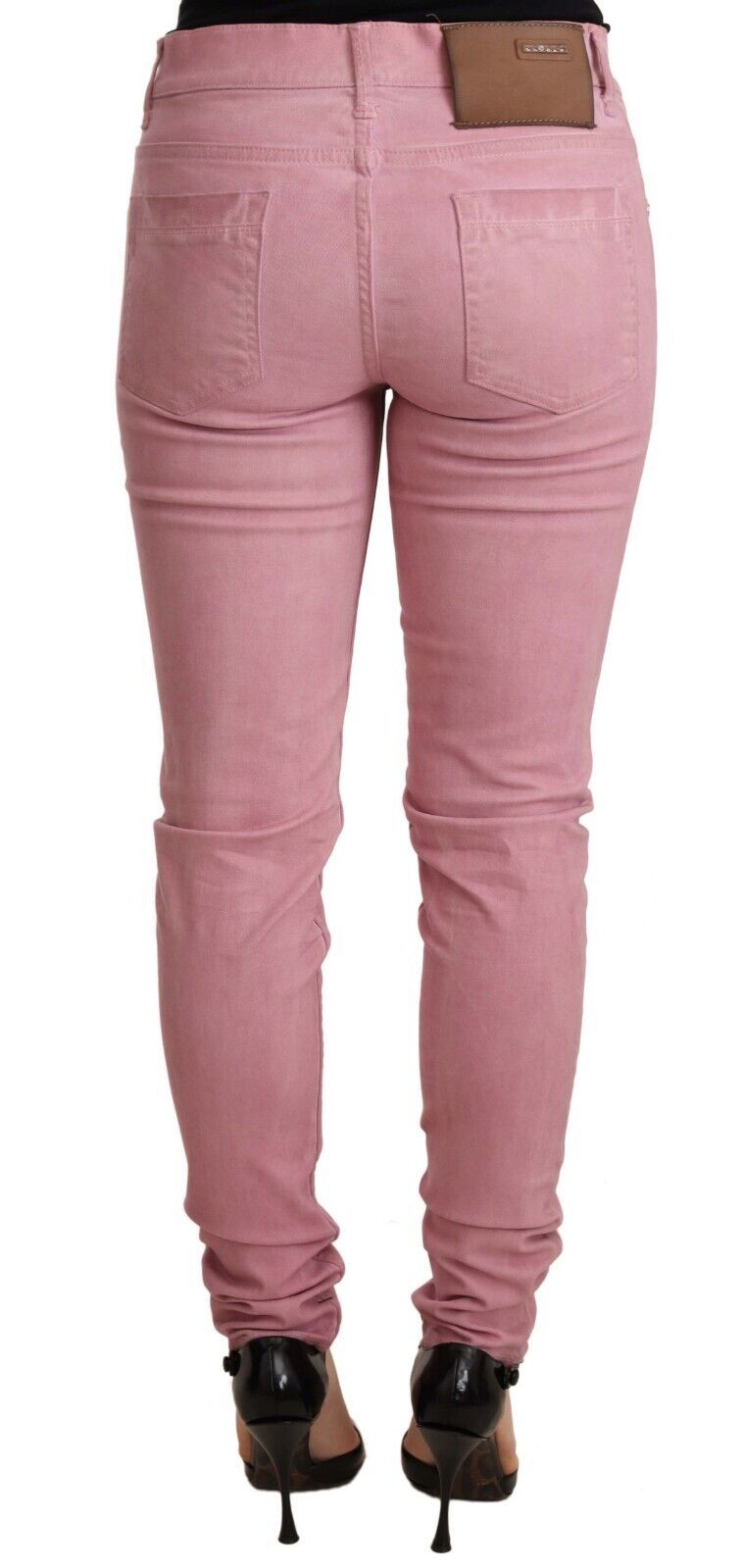 Acht Pink Cotton Slim Fit Women Denim Skinny Pants | Regal Royce