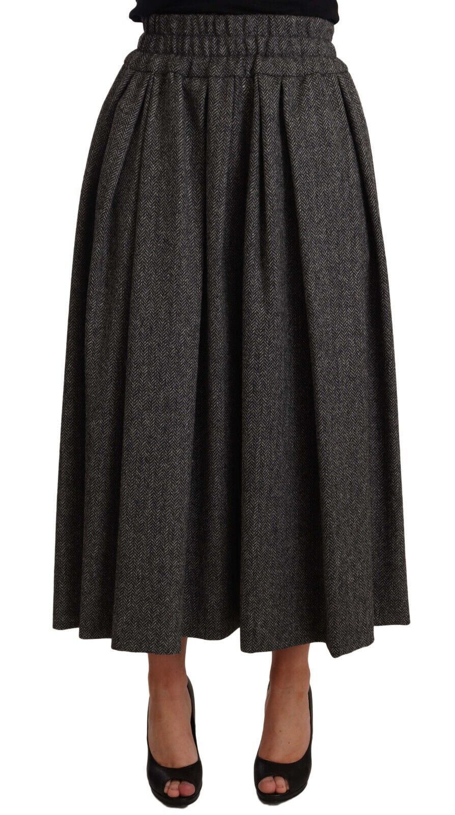 Dolce & Gabbana Gray Wool High Waist A-line PIECE Skirt | Regal Royce