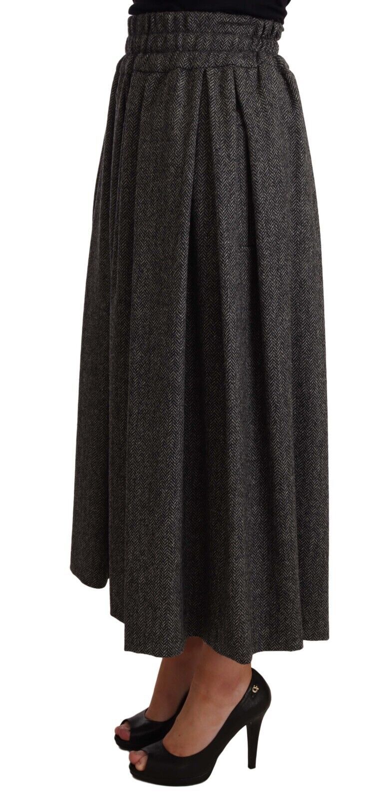 Dolce & Gabbana Gray Wool High Waist A-line PIECE Skirt | Regal Royce