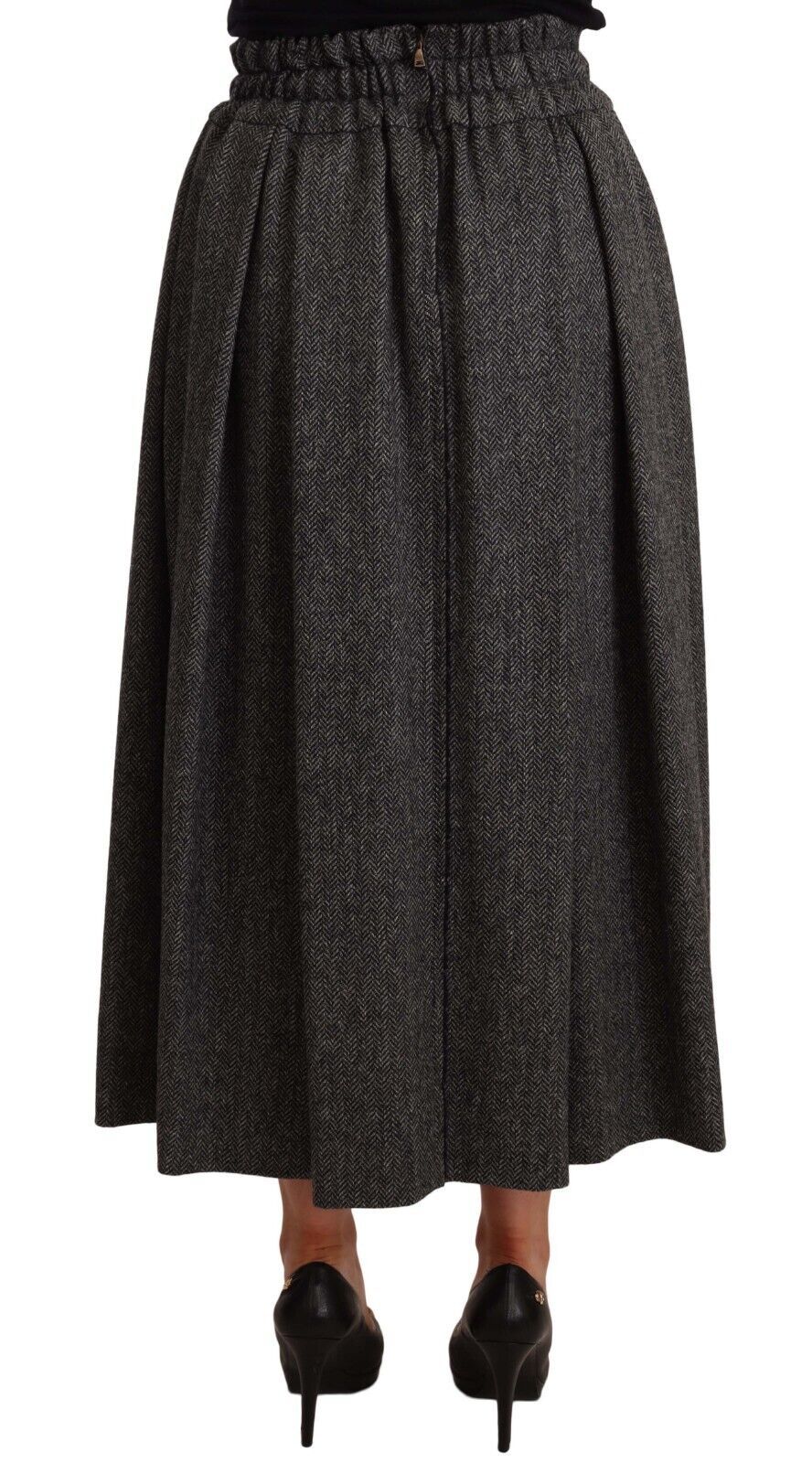 Dolce & Gabbana Gray Wool High Waist A-line PIECE Skirt | Regal Royce