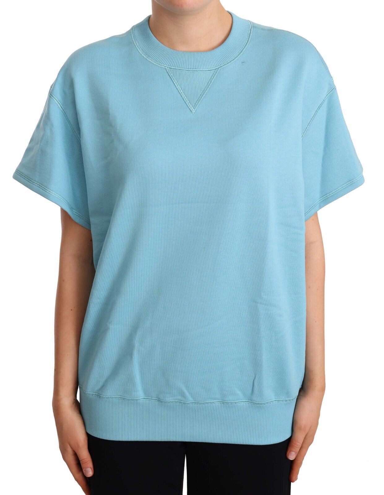 Dolce & Gabbana Blue Cotton Short Sleeves Crew Neck Top | Regal Royce