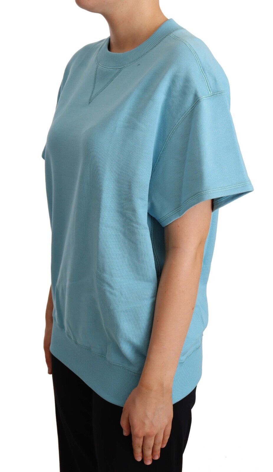 Dolce & Gabbana Blue Cotton Short Sleeves Crew Neck Top | Regal Royce