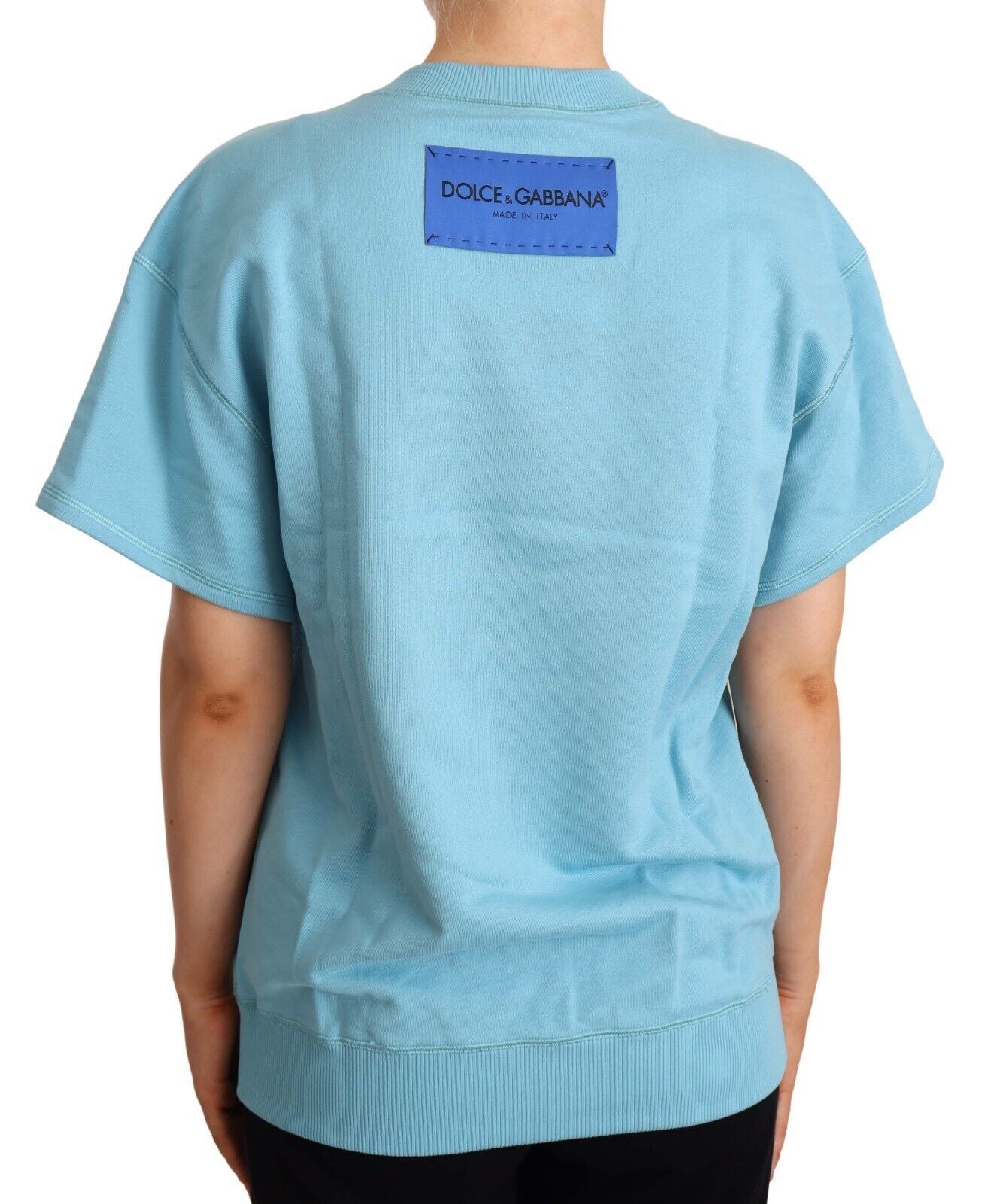Dolce & Gabbana Blue Cotton Short Sleeves Crew Neck Top | Regal Royce