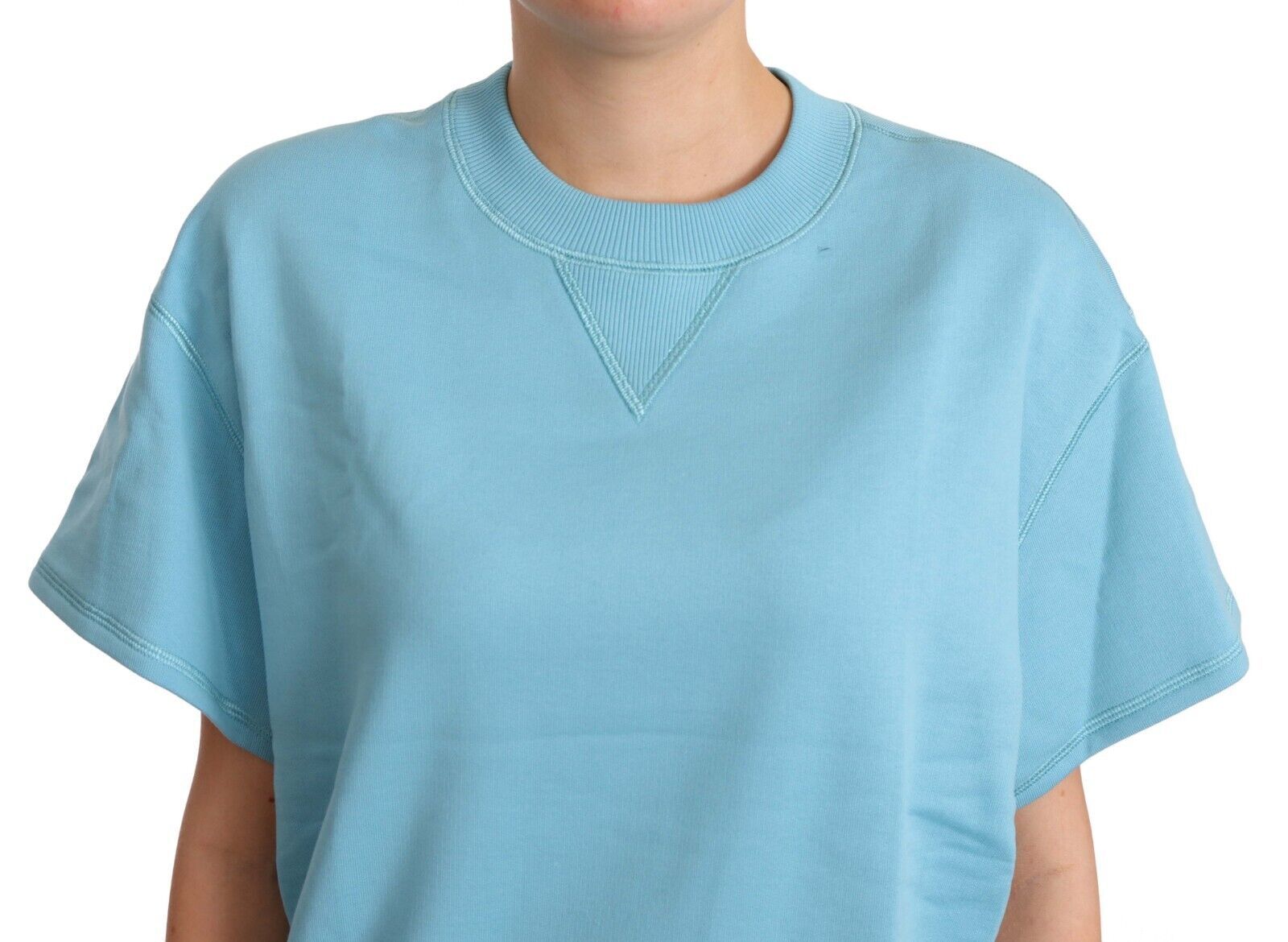 Dolce & Gabbana Blue Cotton Short Sleeves Crew Neck Top | Regal Royce