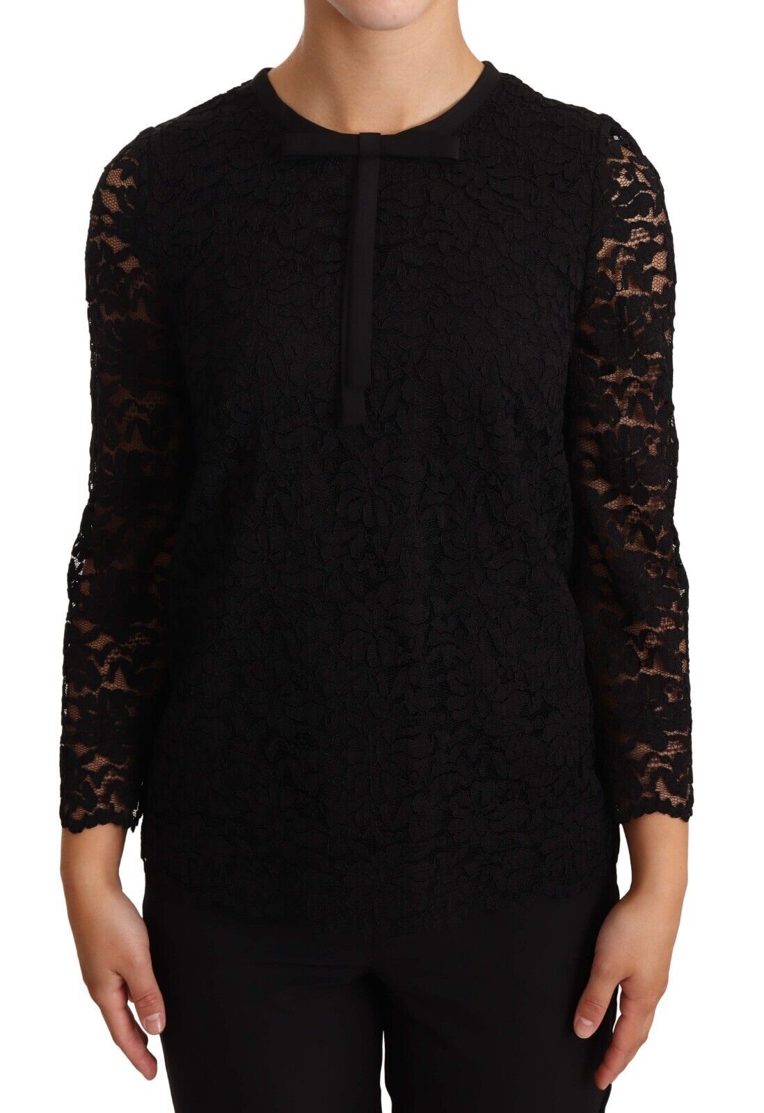 Dolce & Gabbana Black Floral Lace Nylon Blouse Top | Regal Royce