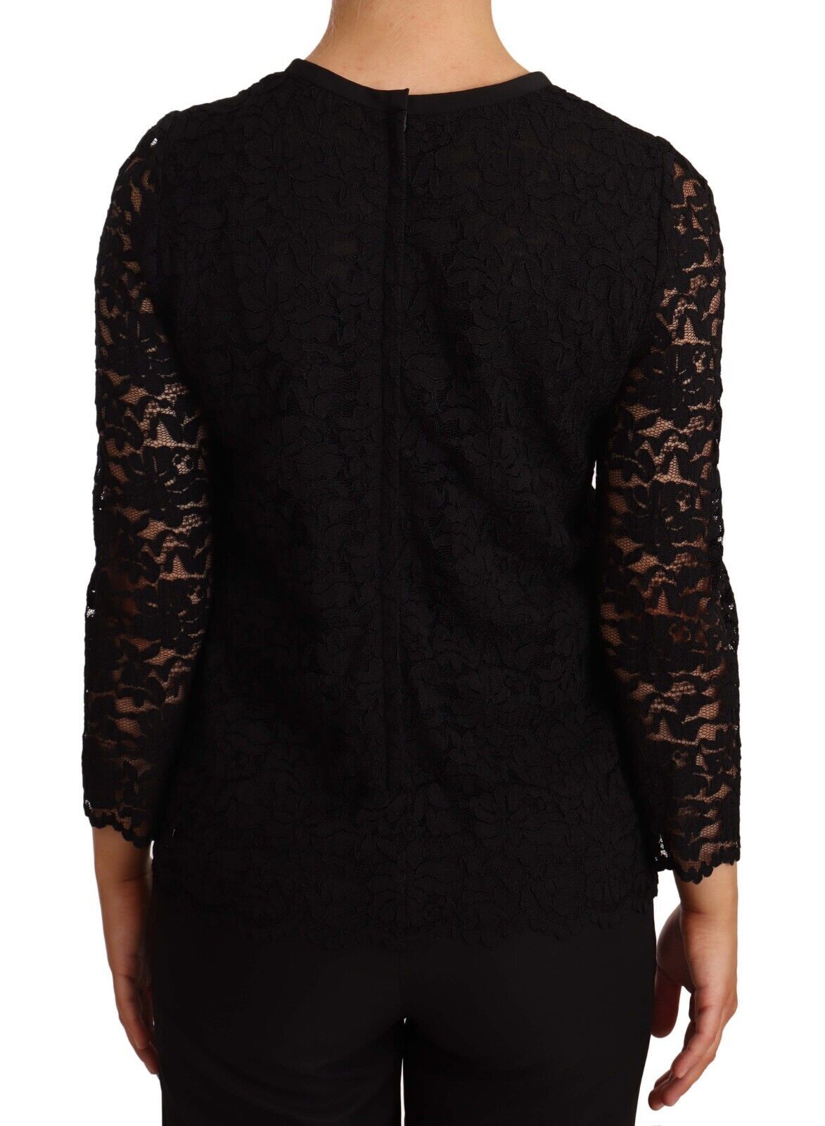 Dolce & Gabbana Black Floral Lace Nylon Blouse Top | Regal Royce