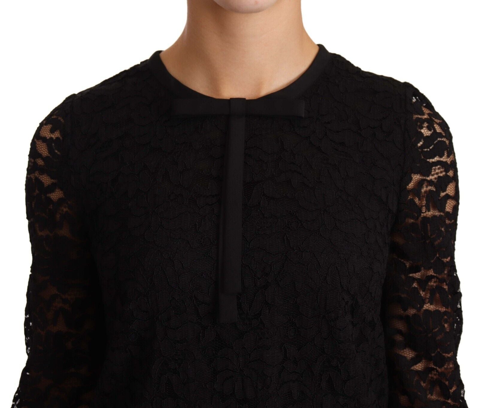 Dolce & Gabbana Black Floral Lace Nylon Blouse Top | Regal Royce