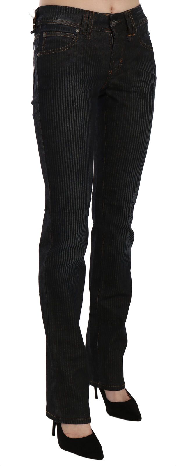 John Galliano Black Mid Waist Slim Fit Corduroy Denim Casual Pants | Regal Royce