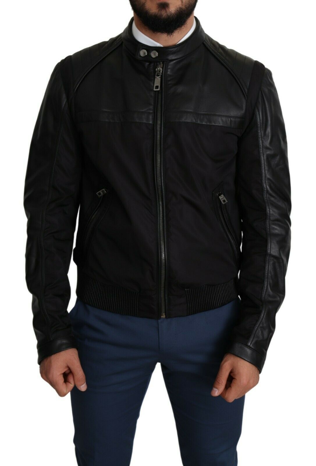 Dolce & Gabbana Black Nylon Full Zip Men Bomber Coat Jacket | Regal Royce