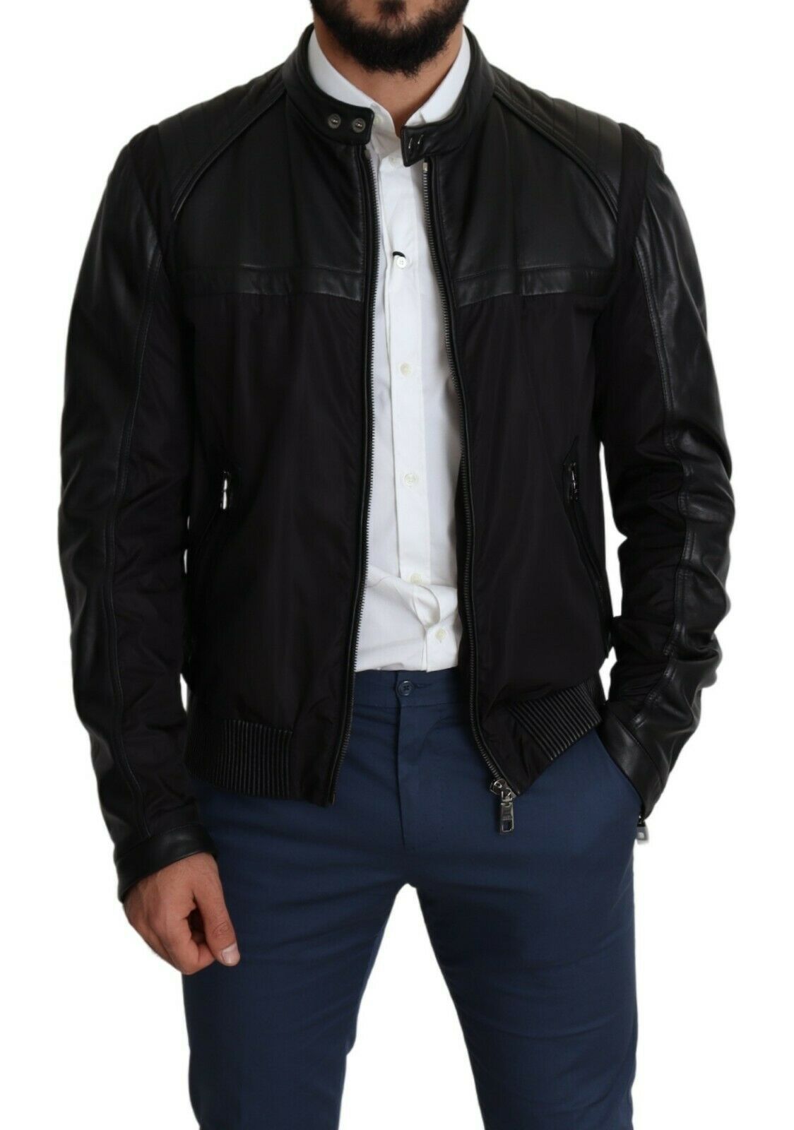Dolce & Gabbana Black Nylon Full Zip Men Bomber Coat Jacket | Regal Royce